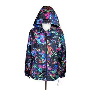 New Balance NWT Women's Bright Colorful Botanical Palm Hooded Windbreaker Jacket